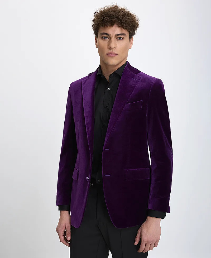 Hd x Vardas Ανδρικό Σακάκι Slim Fit Βελούδινο Μωβ
