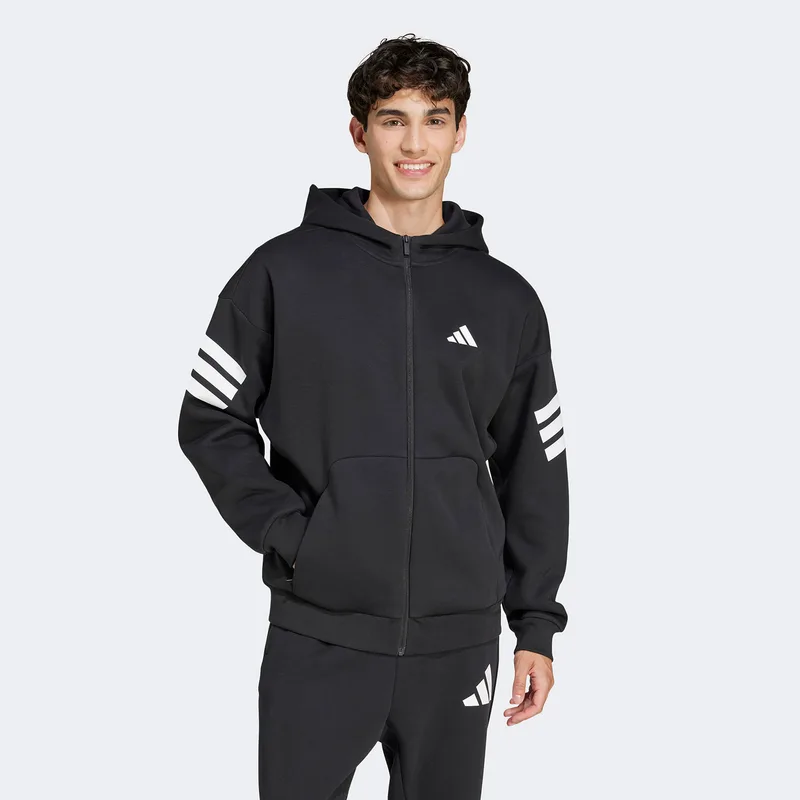 ADIDAS FUTURE ICONS 3-STRIPES FULL-ZIP HOODIE ΜΑΥΡΟ