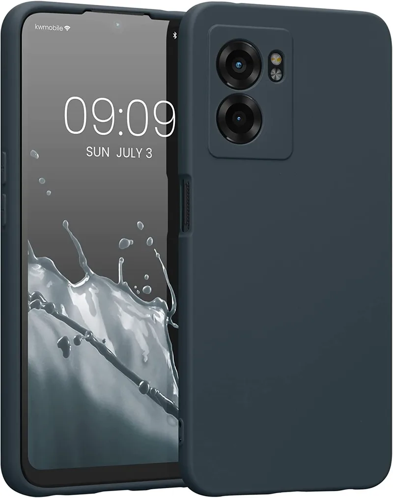 KWmobile Soft Slim Flexible Rubber Cover with Camera Protector - Θήκη Σιλικόνης Realme Narzo 50 5G με Πλαίσιο Κάμερας - Dark Slate (59618.202)