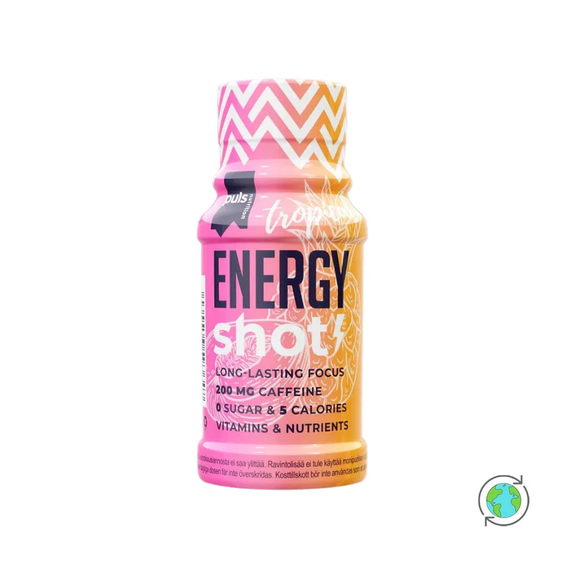 Shot Ενέργειας με γεύση Τροπικά Φρούτα - Puls Nutrition - 60ml Φινλανδία No Sugar Added Gluten Free