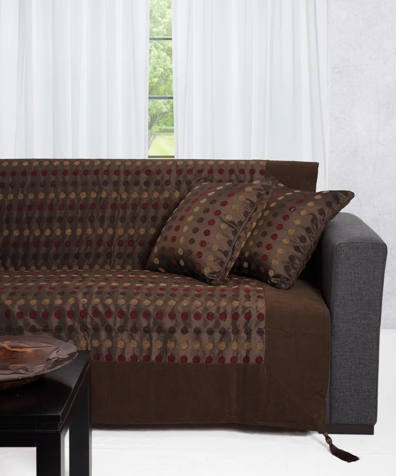 Ριχτάρι Πολυθρόνας Silk Fashion 602 Πουά Καφέ 150x180