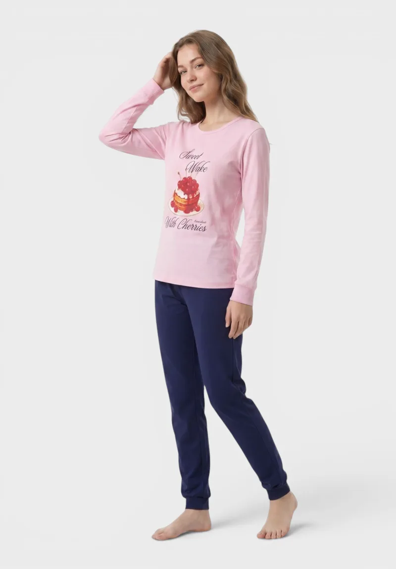 Εφηβική Πιτζάμα για Κορίτσι Nina Club Sweet Cherries 100% Cotton Ροζ NC27630-2-Ροζ