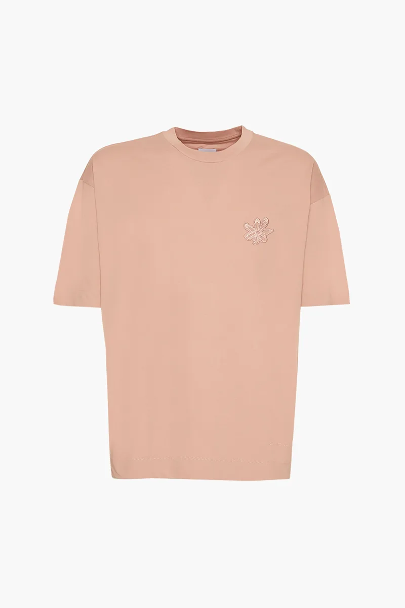Sseinse ανδρικό T-shirt με κέντημα στο στήθος - TE2680SS 124 Σομόν