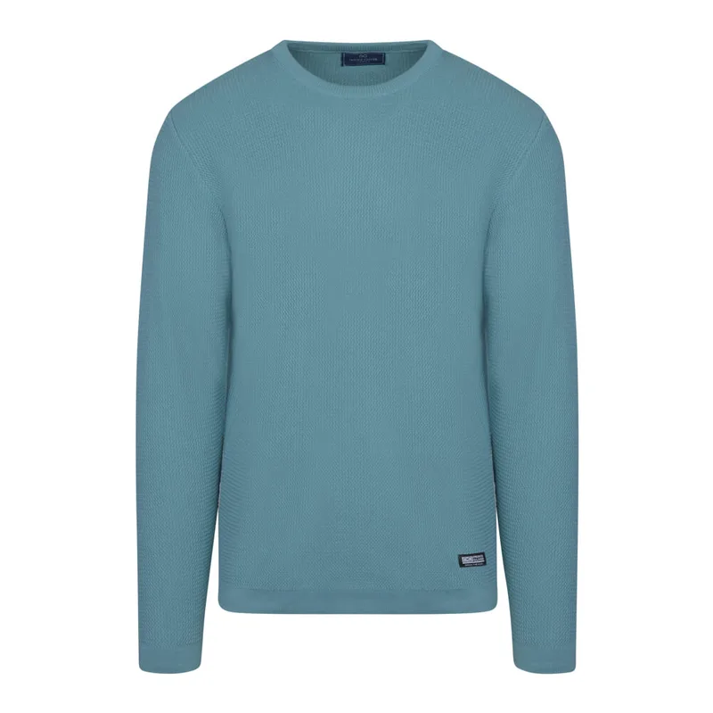 Chunky Structure Πουλόβερ Γαλάζιο in Cotton (Modern Fit) New Arrival