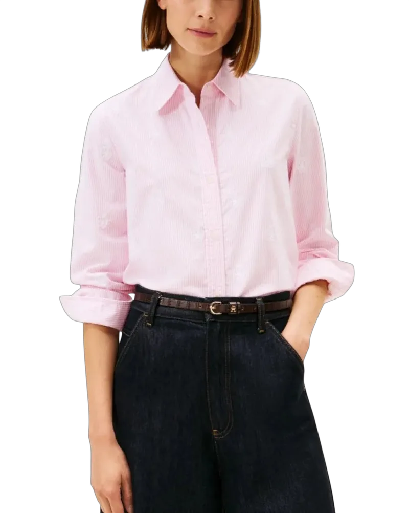 Γυναικείο Ριγέ Πουκάμισο Ροζ Tommy Hilfiger WW0WW49386-04J