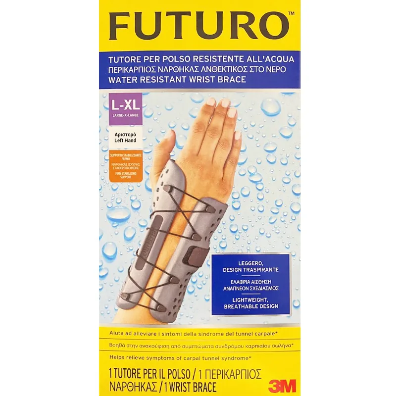 3M Futuro Water Resistant Left Wrist Brace Αδιάβροχος Περικάρπιος Νάρθηκας για Αριστερό Χέρι 1 Τεμάχιο - L/XL
