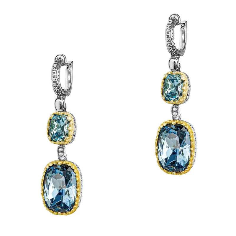 DIMITRIOS Γυναικεία Σκουλαρίκια με Swarovski από Δίχρωμο Ασήμι S62