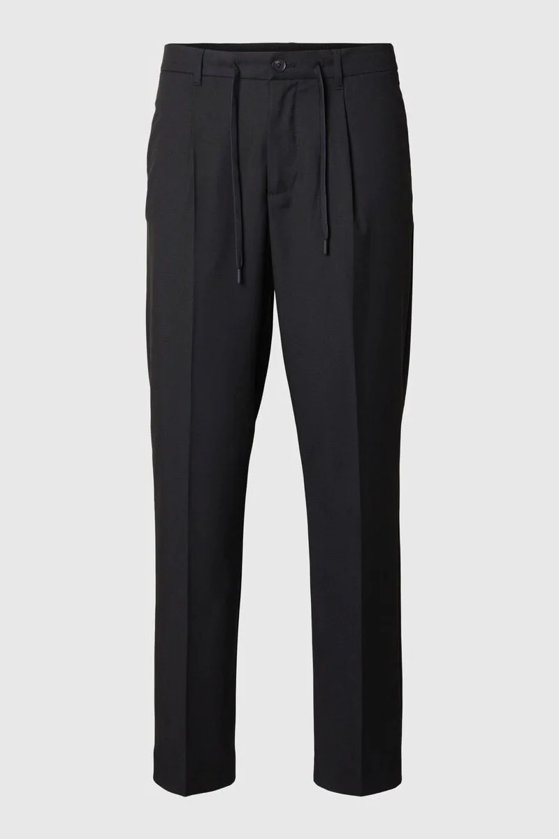 SELECTED HOMME Ανδρικό Μαύρο Pleated Trousers In Black