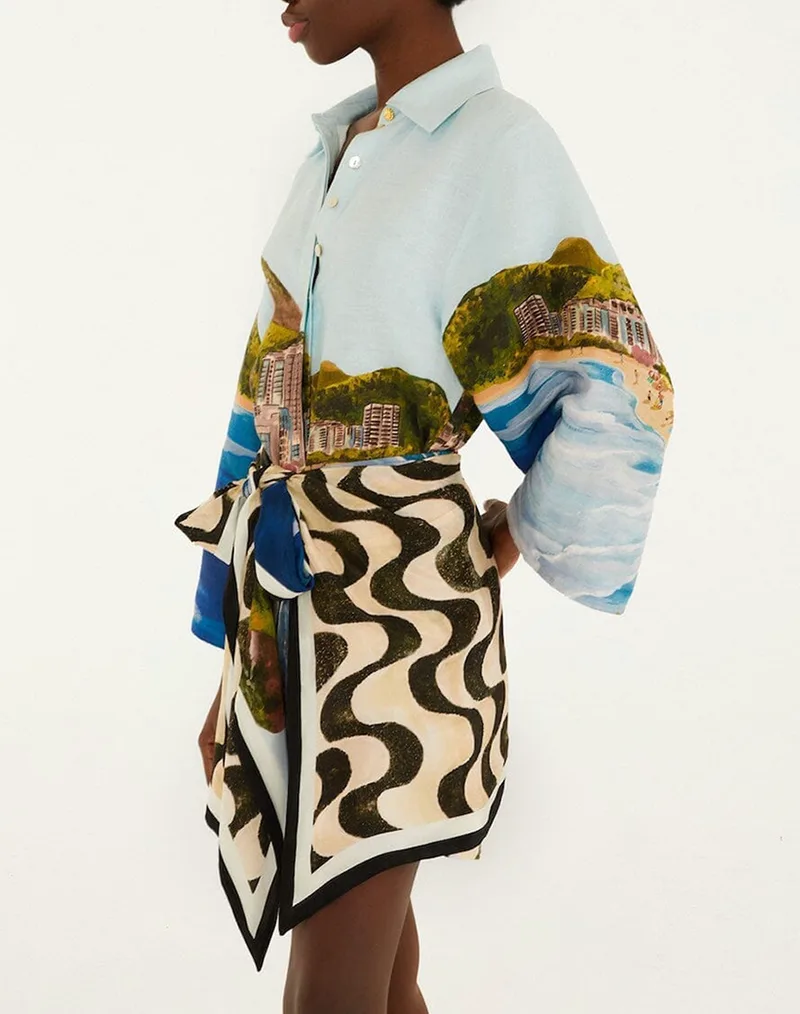 FARM RIO COPACABANA BEACH MULTICOLOR LONG SLEEVE KIMONO-COPACABANA BEACH MULTICOLOR 348994-26025 Multi