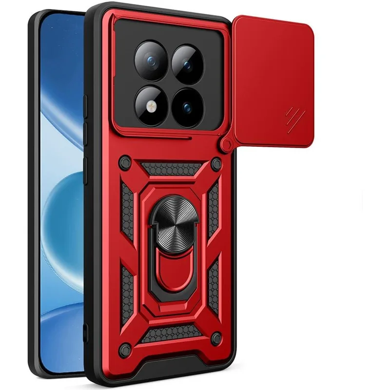 Θήκη Xiaomi Redmi Note 15 Pro 4G Bodycell Armor Slide Ανθεκτική με Κάλυμμα για την Κάμερα & Μεταλλικό Ring Holder - Red (5206015085826)