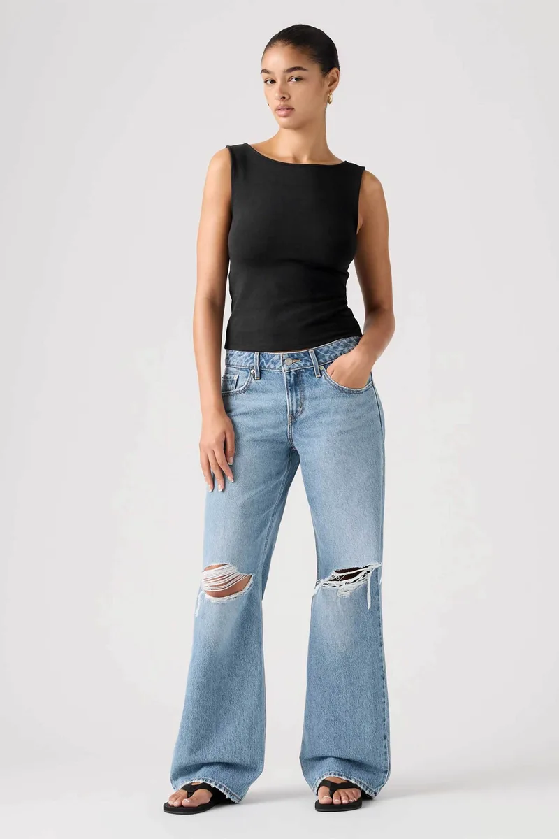 Levi's® γυναικείο τζιν παντελόνι πεντάτσεπο Straight Wide Fit "Low" - A55660044 Denim Blue Ανοιχτό
