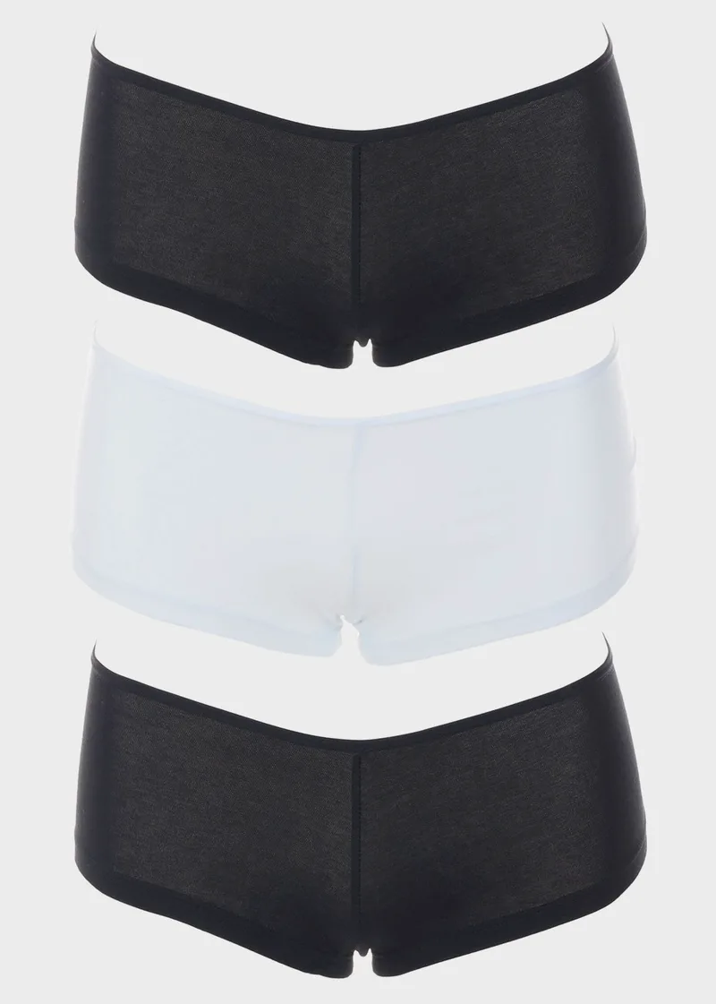 Γυναικείο boxer μονόχρωμο. Συσκευασία 3pack ΛΕΥΚΟ ΜΑΥΡΟ