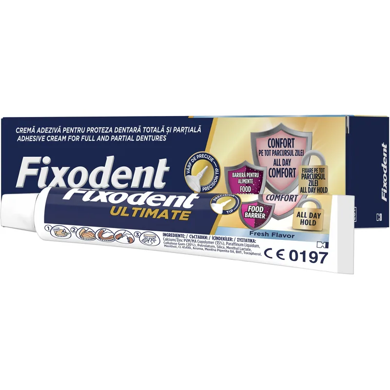 Fixodent Ultimate Fresh Στερεωτική Κρέμα με Δυνατό Κράτημα για Τεχνητή Οδοντοστοιχία Κατά των Βακτηρίων που Παρέχει Προστασία στα Ούλα με Απαλή Γεύση Μέντας 40g