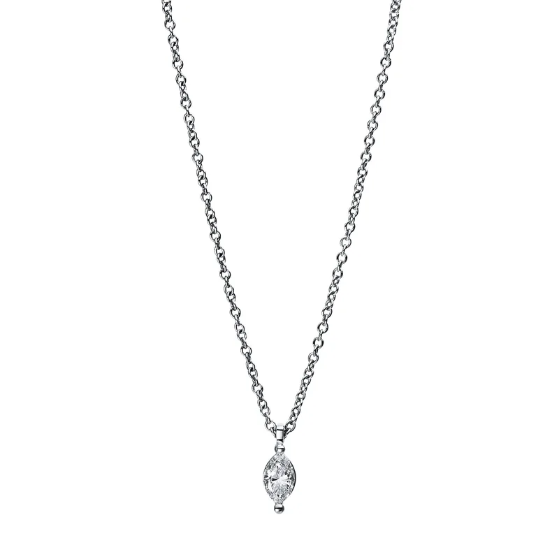 Diamond Group Κολιέ Mονόπετρο με Διαμάντι Brilliant από Λευκό Χρυσό 18 Καρατίων KL2025