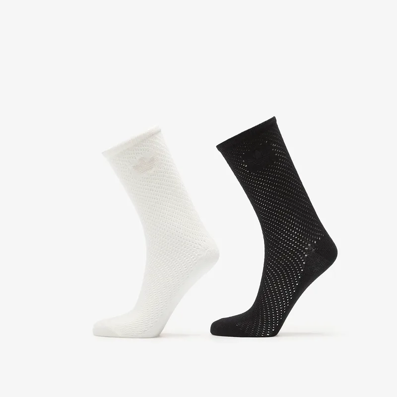 adidas Crochet Crew Socks 2 Pairs Off White/ Black S