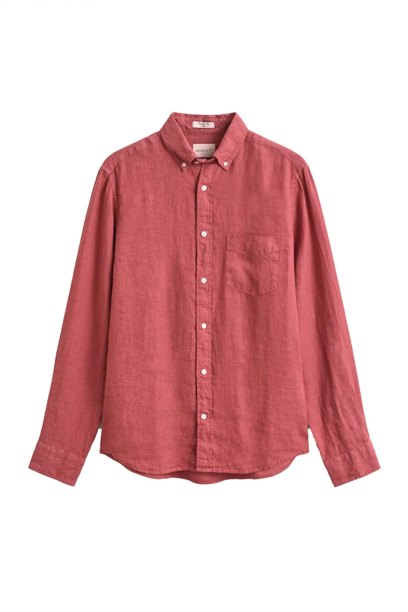 GANT ΠΟΥΚΑΜΙΣΟ ΛΙΝΟ REG GMNT DYED SHIRT ΡΟΖ