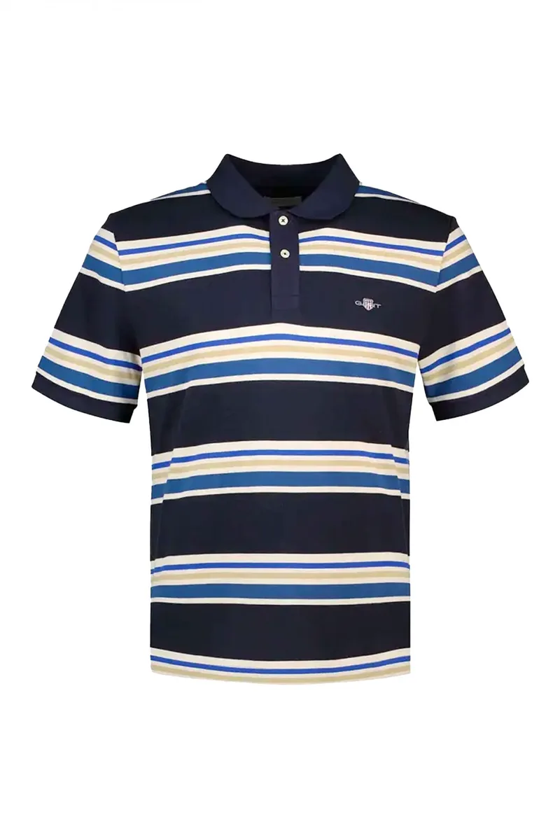 GANT POLO ΡΙΓΕ ΣΚΟΥΡΟ ΜΠΛΕ