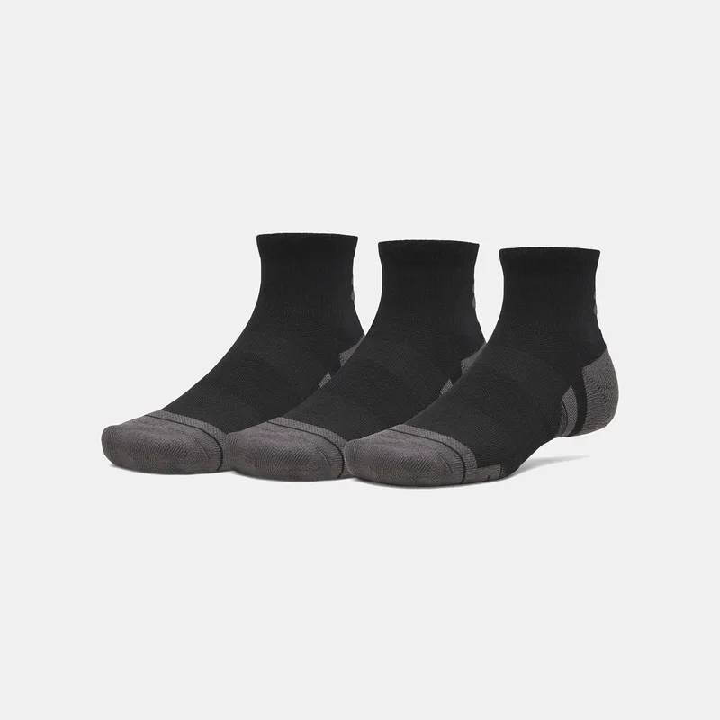 UNDER ARMOUR PERFORMANCE TECH 3-PACK QUARTER SOCKS ΜΑΥΡΟ