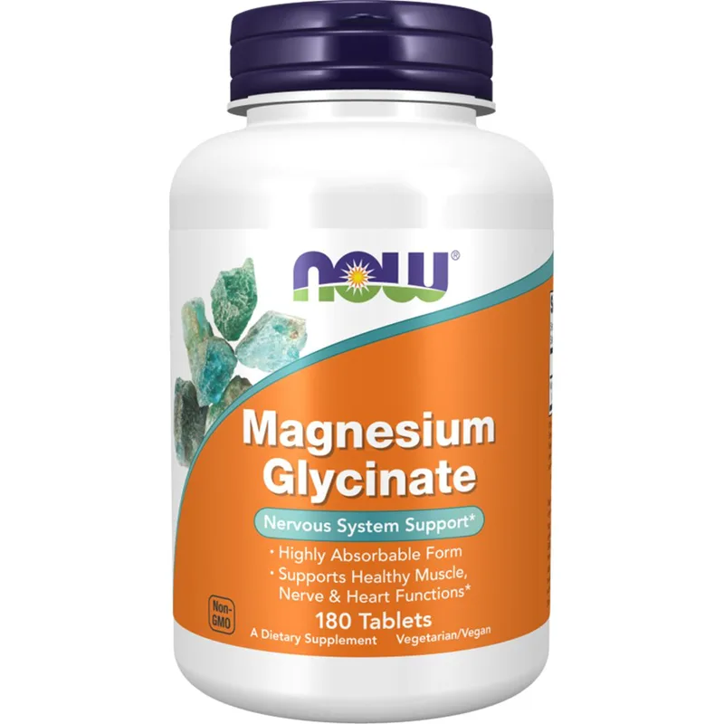 Now Foods Magnesium Glycinate Συμπλήρωμα Διατροφής Γλυκινικού Μαγνησίου Φιλικό για το Στομάχι για την Καλή Υγεία των Οστών, Μυών & Νευρικού Συστήματος 180tabs