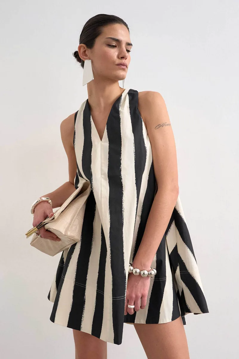 Topshop γυναικείο mini φόρεμα ριγέ "Nora" - 31000777 Μαύρο