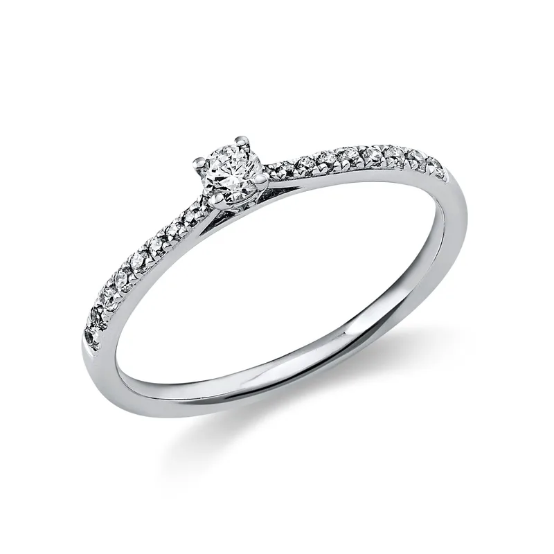Diamond Group Μονόπετρο Δαχτυλίδι με Διαμάντια Brilliant από Λευκό Χρυσό 18 Καρατίων DDX391