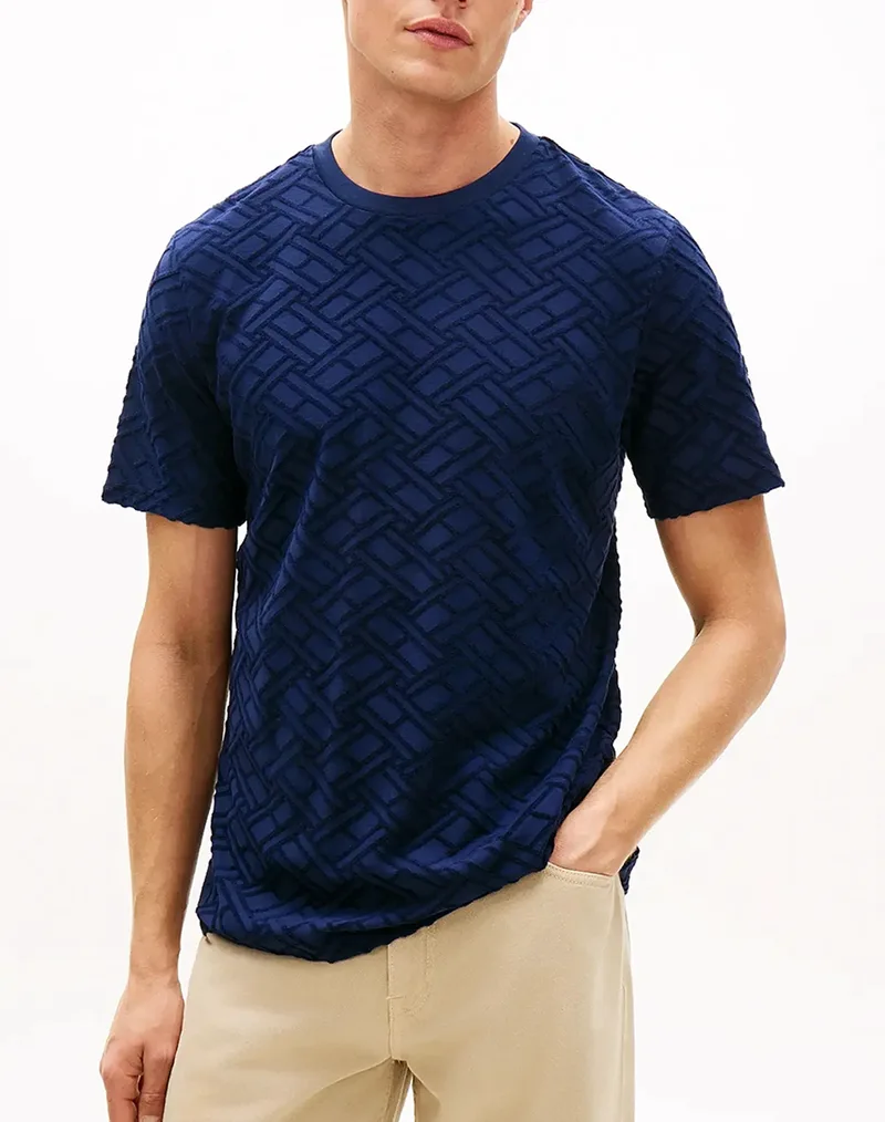 TOMMY HILFIGER AOP FLAG JACQUARD TEE MW0MW42381-DCC NavyBlue
