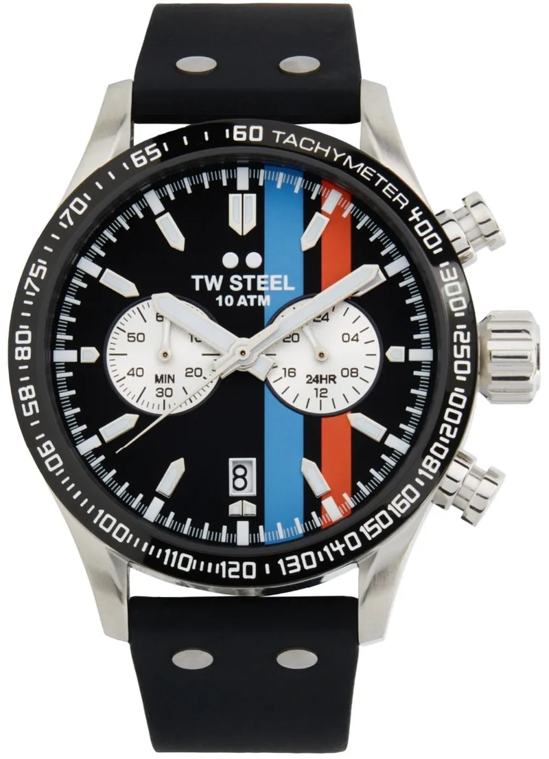 TW STEEL Volante Chronograph - VS123, Silver case with Black Rubber Strap