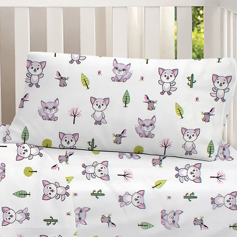 Βρεφική Μαξιλαροθήκη 35x45 Dimcol Baby Foxes 594 Lilac