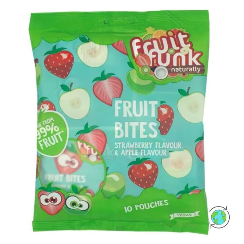 Παιδική Πολυσυσκευασία Fruit Bites με γεύση Φράουλα Μήλο - FruitFunk - 10x10γρ No Sugar Added Gluten Free Vegan Palm Oil Free