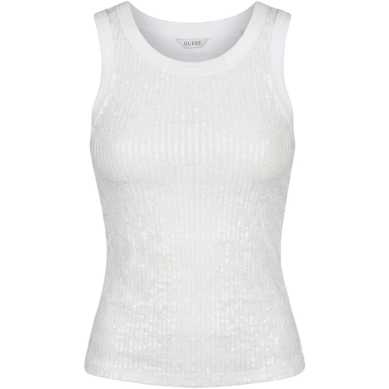 Αμάνικα/T-shirts χωρίς μανίκια Guess SL ALEXIA SEQUINS TANK TOP W6GP26 K3157