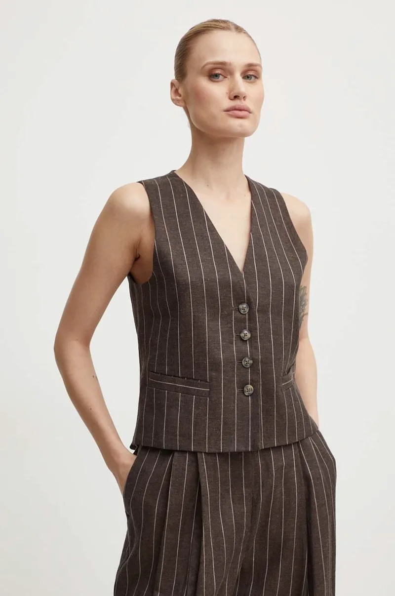 Λινό γιλέκο Day Birger et Mikkelsen Frida - Casual Linen Stripe