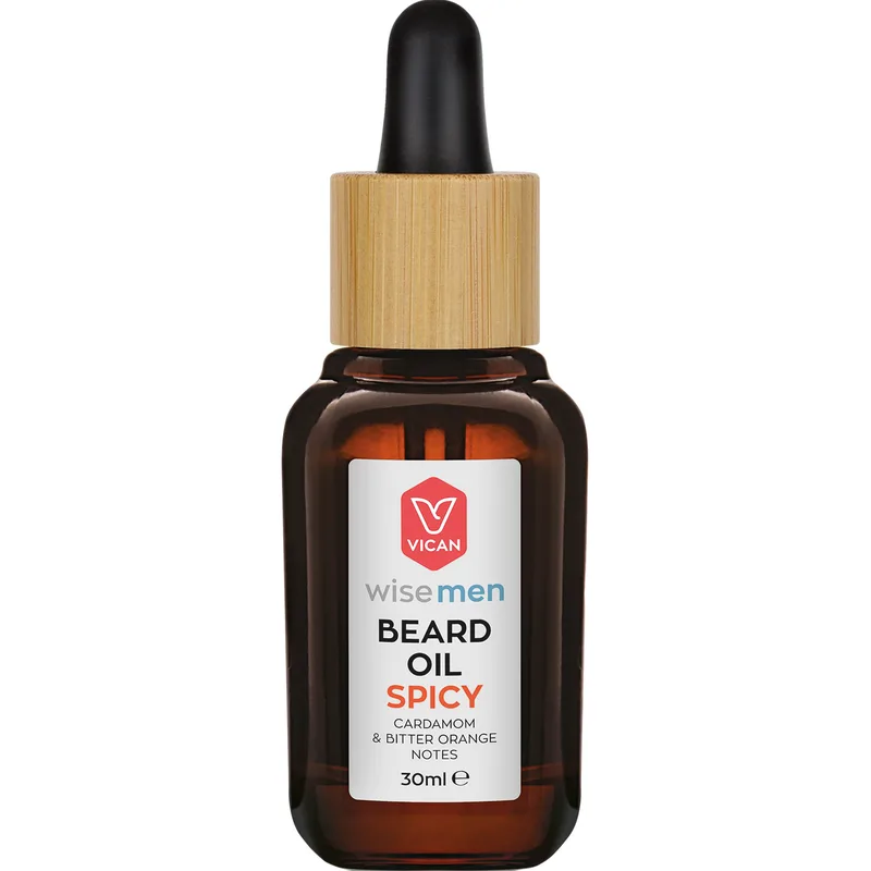 Vican Wise Men Beard Oil Spicy Ενυδατικό Λάδι που Προστατεύει & Μαλακώνει τα Γένια με Άρωμα Κάρδαμου & Bitter Πορτοκαλί 30ml