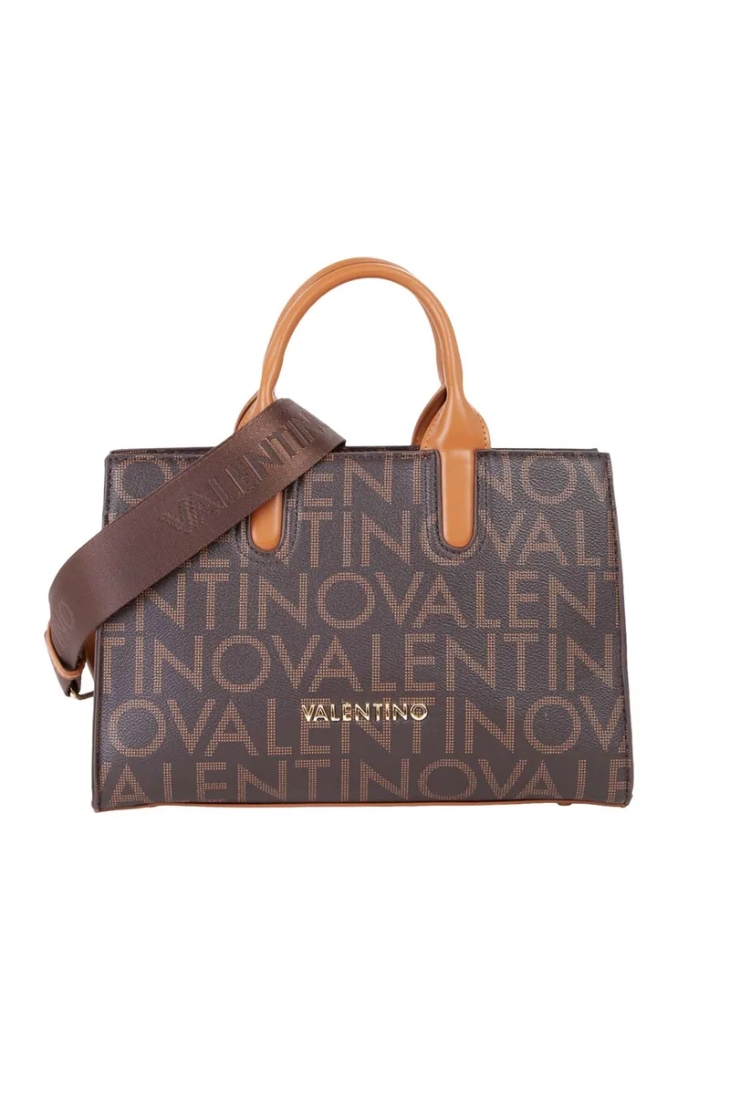Valentino γυναικεία τσάντα χειρός με ανάγλυφο και μεταλλικό λογότυπο "Regina Re" - 73LVBS9IS24/REG Καφέ