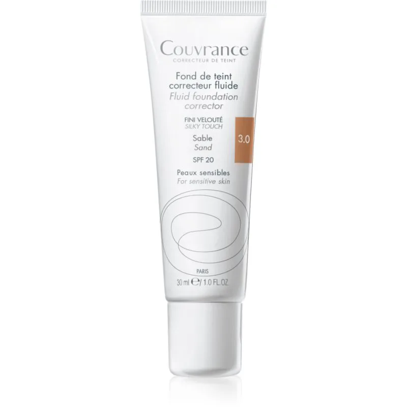 Avène Couvrance Fluid Foundation Corrector υγρό καλυπτικό μεικ απ SPF 20 απόχρωση 3.0 Sand 30 ml