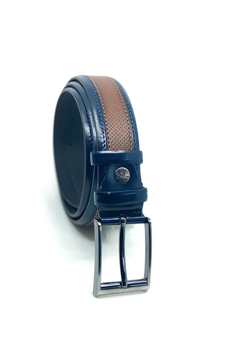 Legend Accessories ερμάτινη Ζώνη Δίχρωμη - Καφέ - L-1736