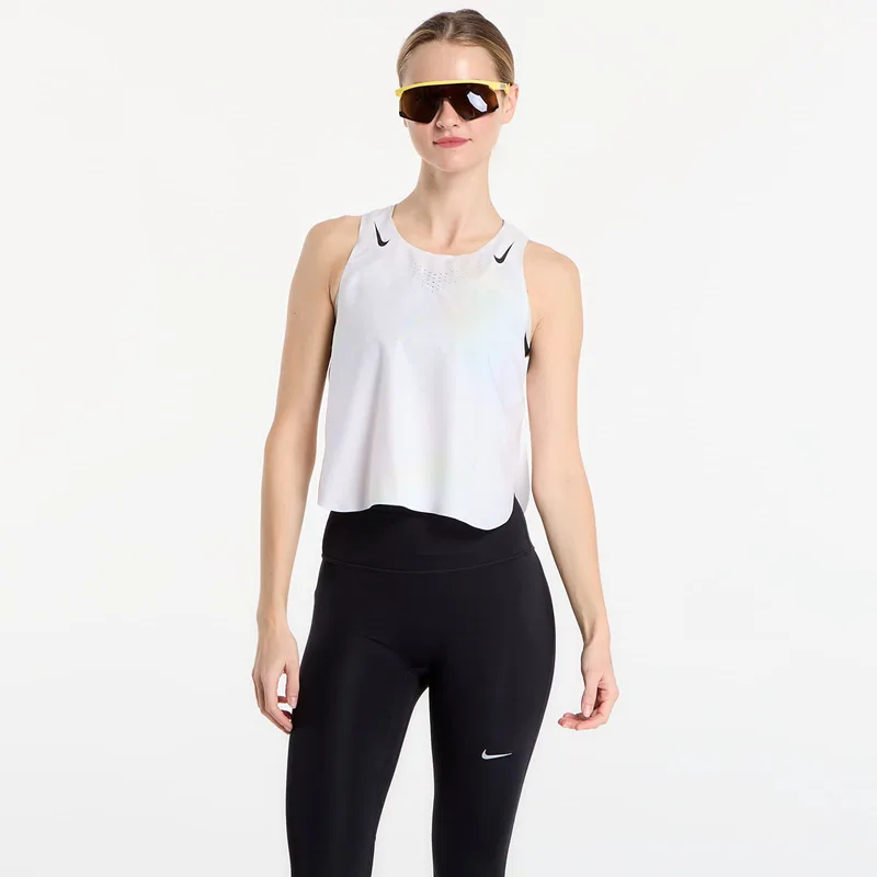 Nike AeroSwift Women's Dri-FIT ADV Cropped Running Tank Top Off White/ Black M