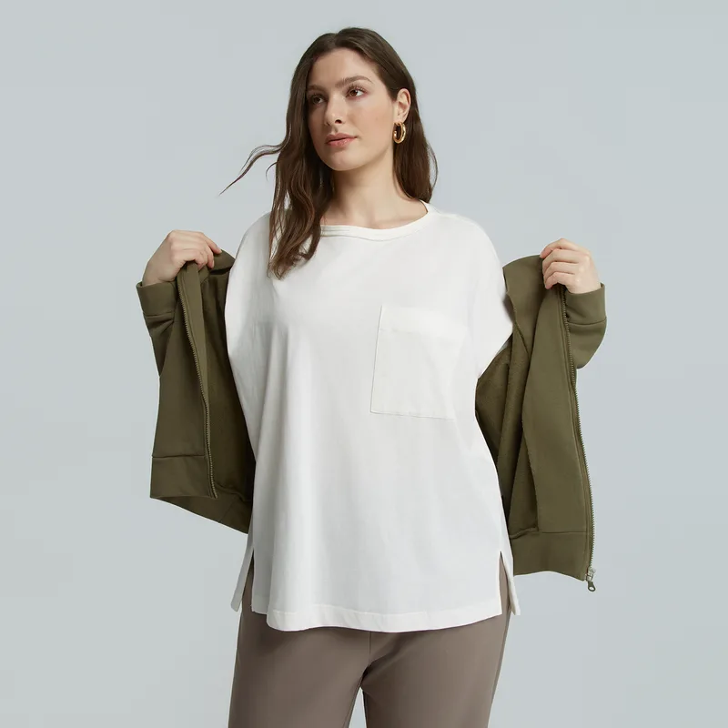 Oversized βαμβακερό t-shirt με τσεπάκι
