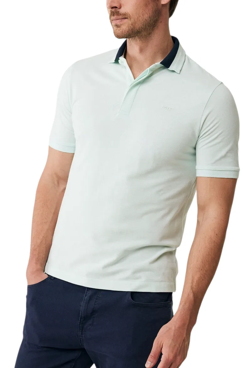 Μπλούζα Polo Mexx Polo with colorblock collar SS MF007104241M-Mint Green Ανδρικό