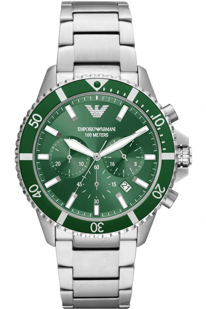 EMPORIO ARMANI Mens Chronograph - AR11500, Silver case with Stainless Steel Bracelet
