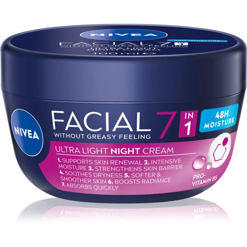NIVEA Facial Night ελαφριά κρέμα νύχτας 7 σε 1 100 ml