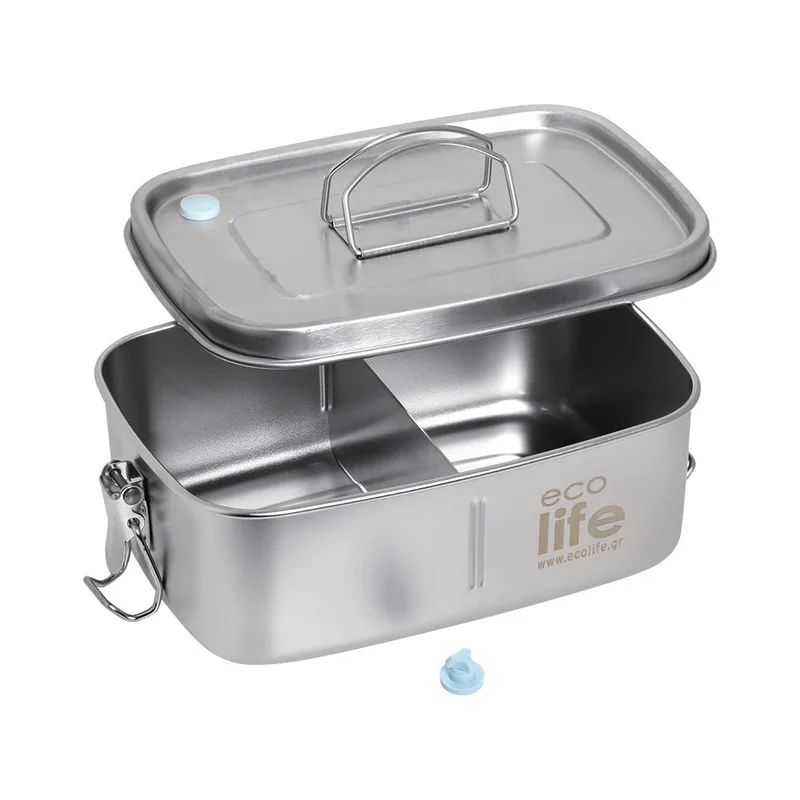 Ecolife Ανοξείδωτο Φαγητοδοχείο 1lt Μονού Τοιχώματος (Ανοξείδωτο Καπάκι)