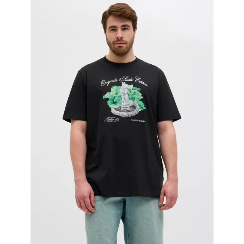 Jack & Jones "Hydra Front" T-shirt σε Plus fit γραμμή,με μεταξοτυπία - Black Rock
