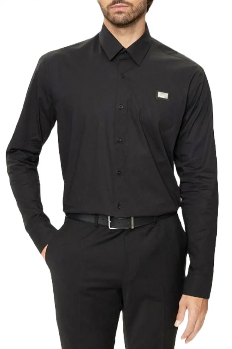 KARL LAGERFELD ΠΟΥΚΑΜΙΣΟ METALLIC LOGO ΜΑΥΡΟ