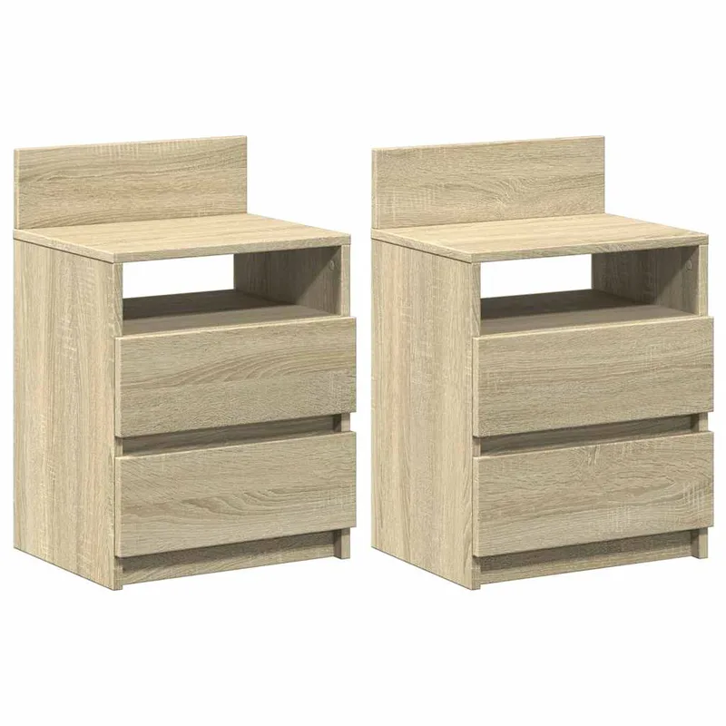 vidaXL Κομοδίνα 2 τεμ. με 2 Συρτάρια, Χρώμα Sonoma Δρυς 40x33x60 εκ.