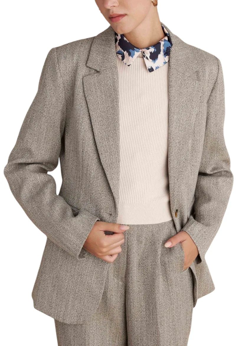 Σακάκι Attrattivo Ψαροκόκαλο 9921574-BEIGE Γυναικείο
