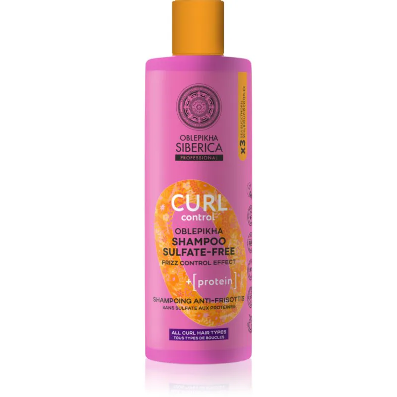Natura Siberica Oblepikha Siberica Curl Control πρωτεϊνικό σαμπουάν για σγουρά μαλλιά χωρίς θειικό άλας 400 ml