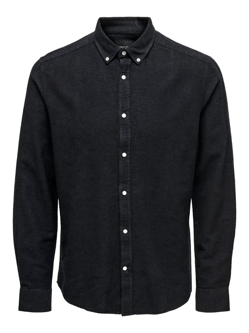 Only and Sons Arlo Ανδρικό Linen Blend Πουκάμισο 22021623 Σκούρο Μπλέ