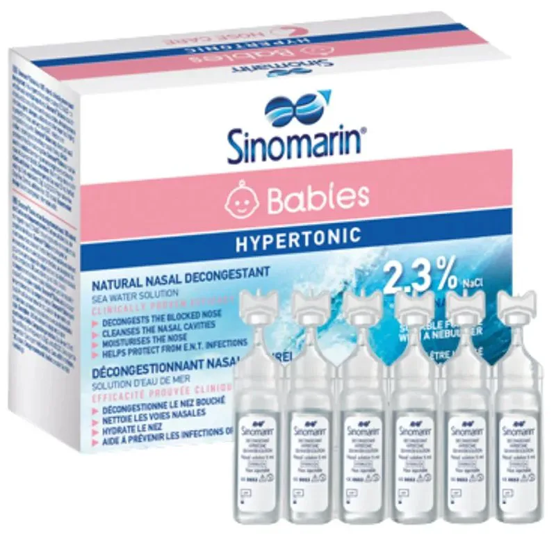 Sinomarin Babies Hypertonic Nose Care Φυσικό Ρινικό Αποσυμφορητικό Διάλυμα Θαλασσινού Νερού Κατάλληλο για Βρέφη & Μωρά 18 Single-Use Vials x 5ml