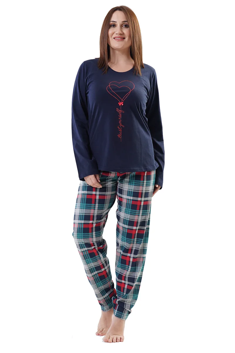 Vienetta Γυναικεία χειμερινή πυτζάμα "Trust Your Self" Plus Size (1XL-4XL)-202057b