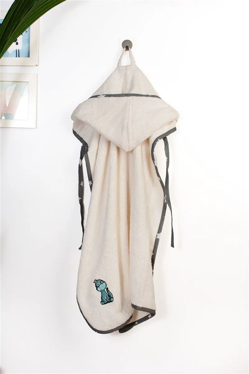 Κάπα Με Κέντημα Bebe 75x85εκ. Dinosaur 181 Ecru-Grey Dimcol (Ύφασμα: Βαμβάκι 100%, Χρώμα: Γκρι) - DimCol - 31141429034
